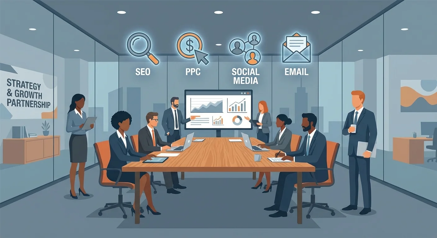 Business partnering with digital marketing agency