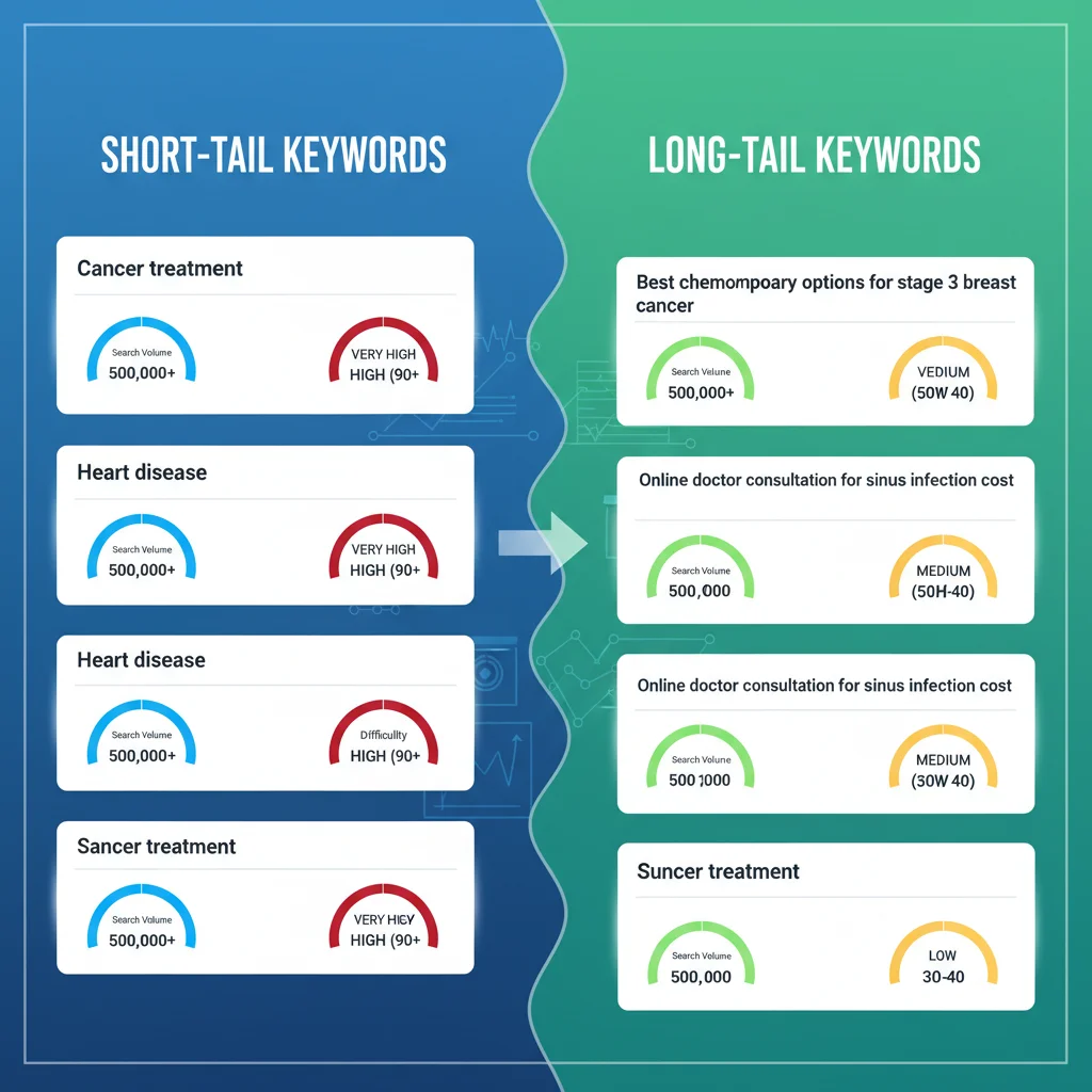 Split comparison showing healthcare website content before and after optimisation, highlighting patient-friendly languag