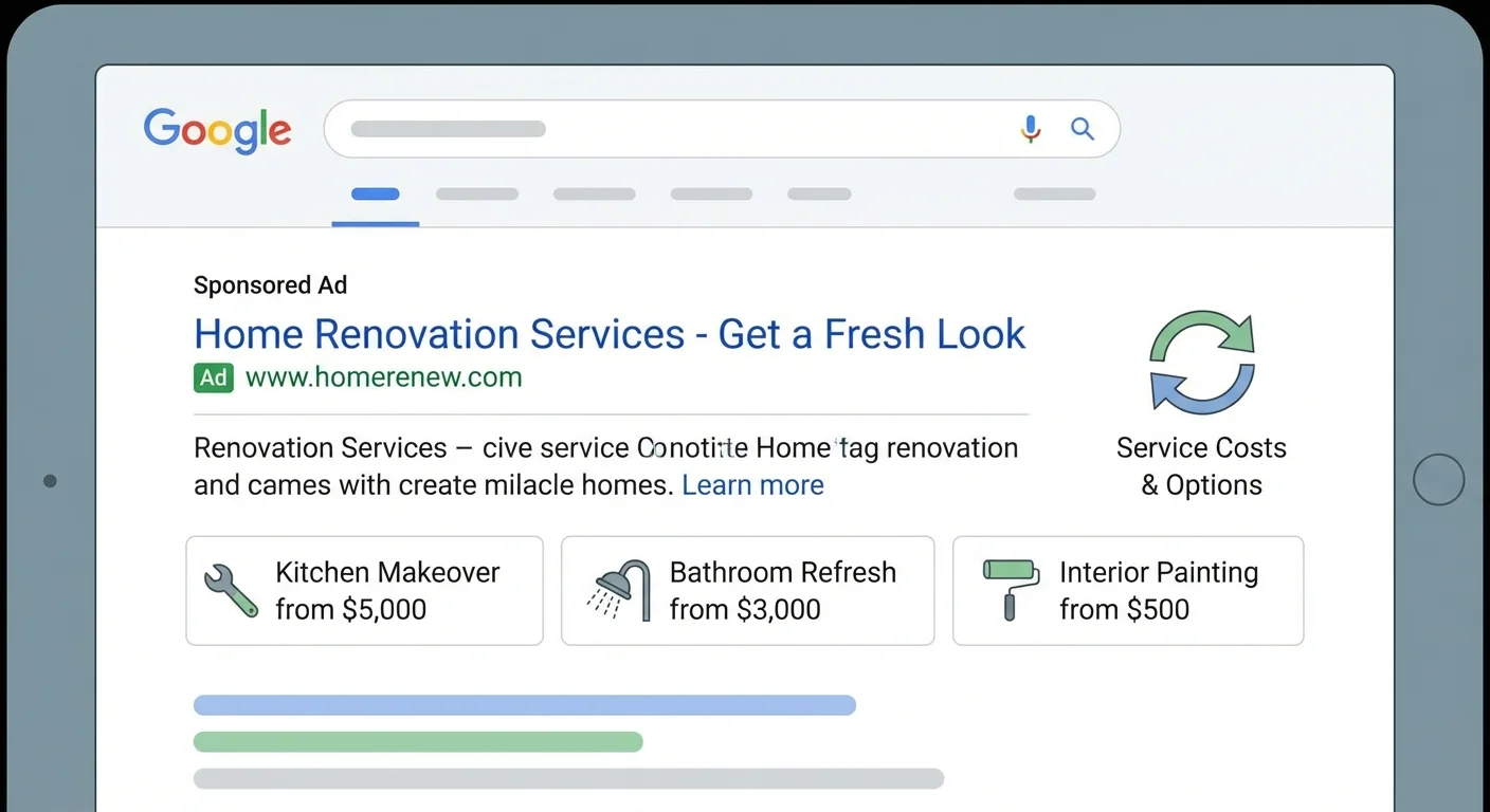 Google AdWords price extensions makeover