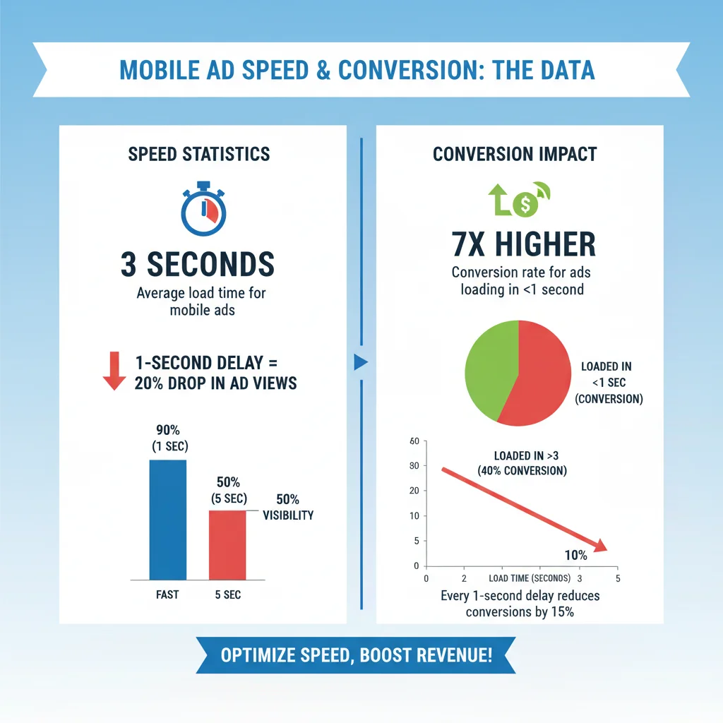 Mobile advertising speed statistics showing conversion rate impact