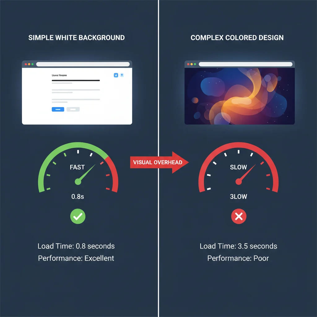 Page speed comparison between white and complex coloured backgrounds