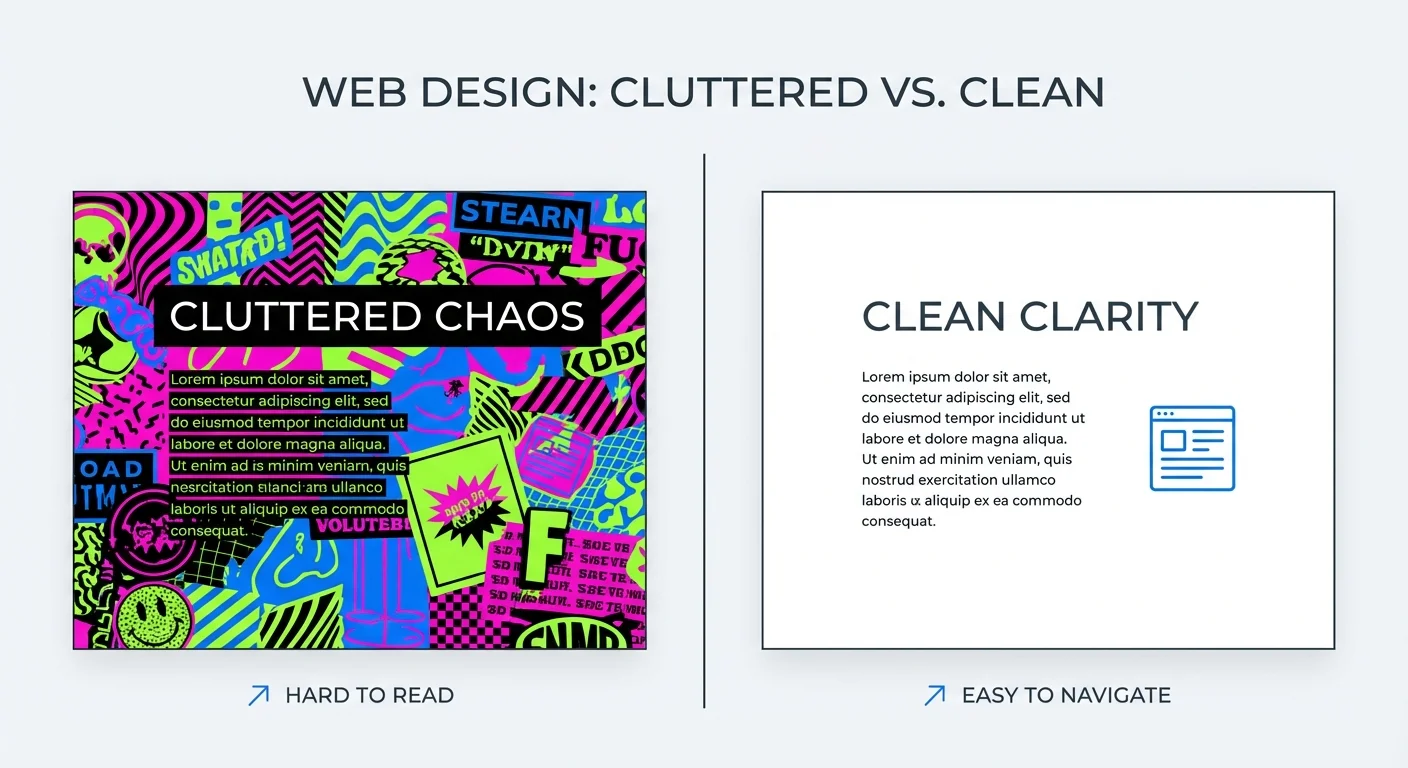 White background website design comparison