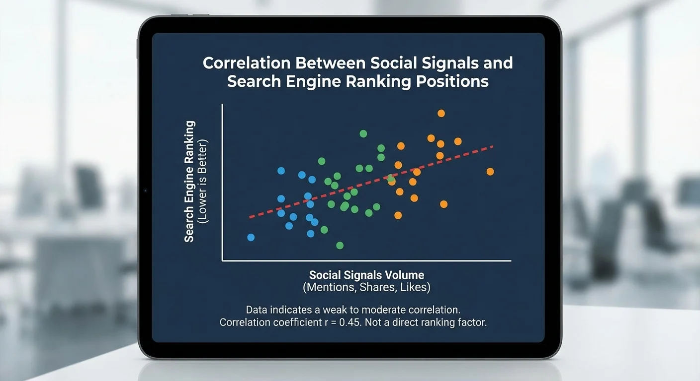 SEO ranking factors showing correlation between social signals and search positions