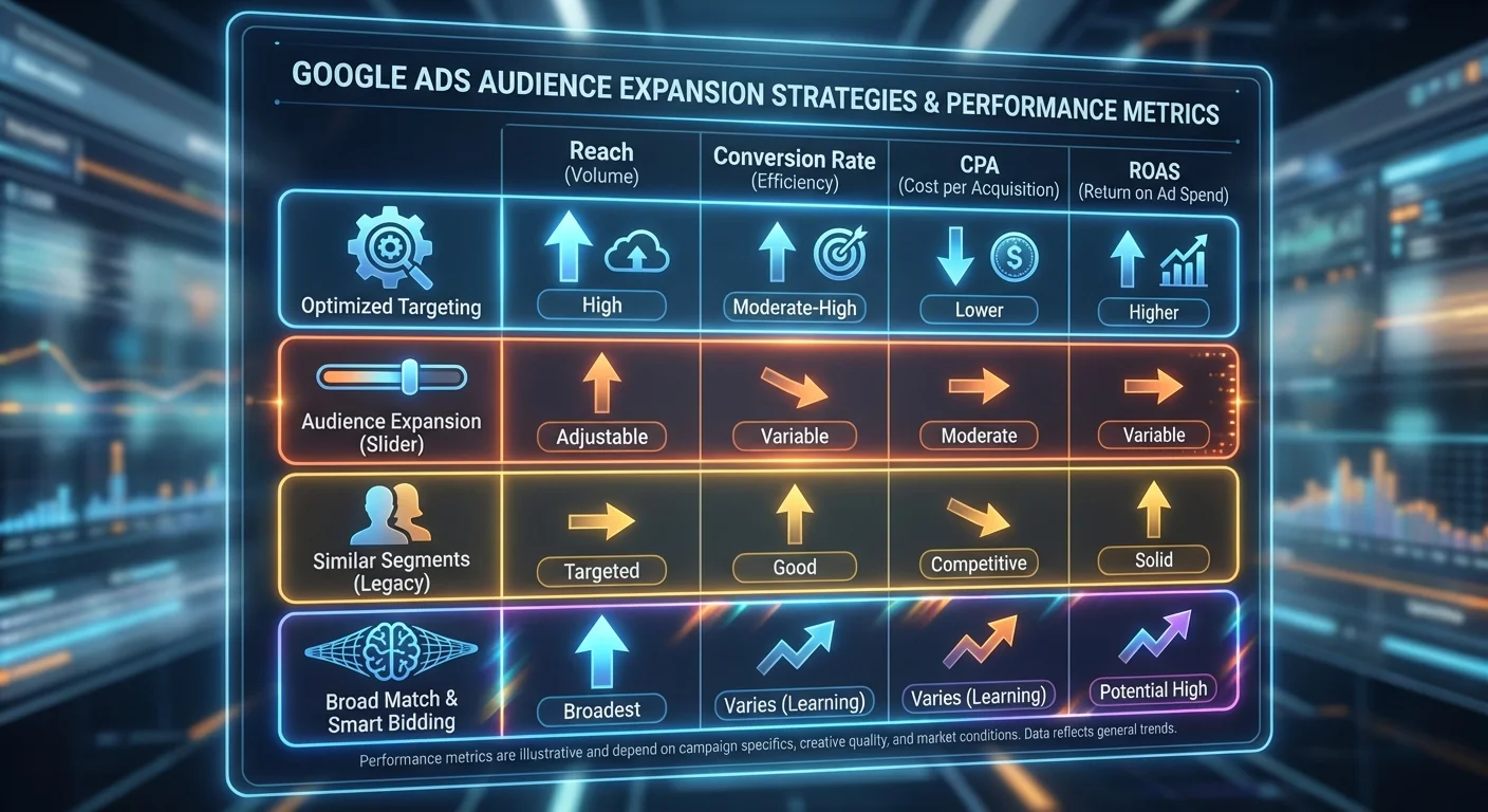 AdWords remarketing audience expansion strategies comparison chart