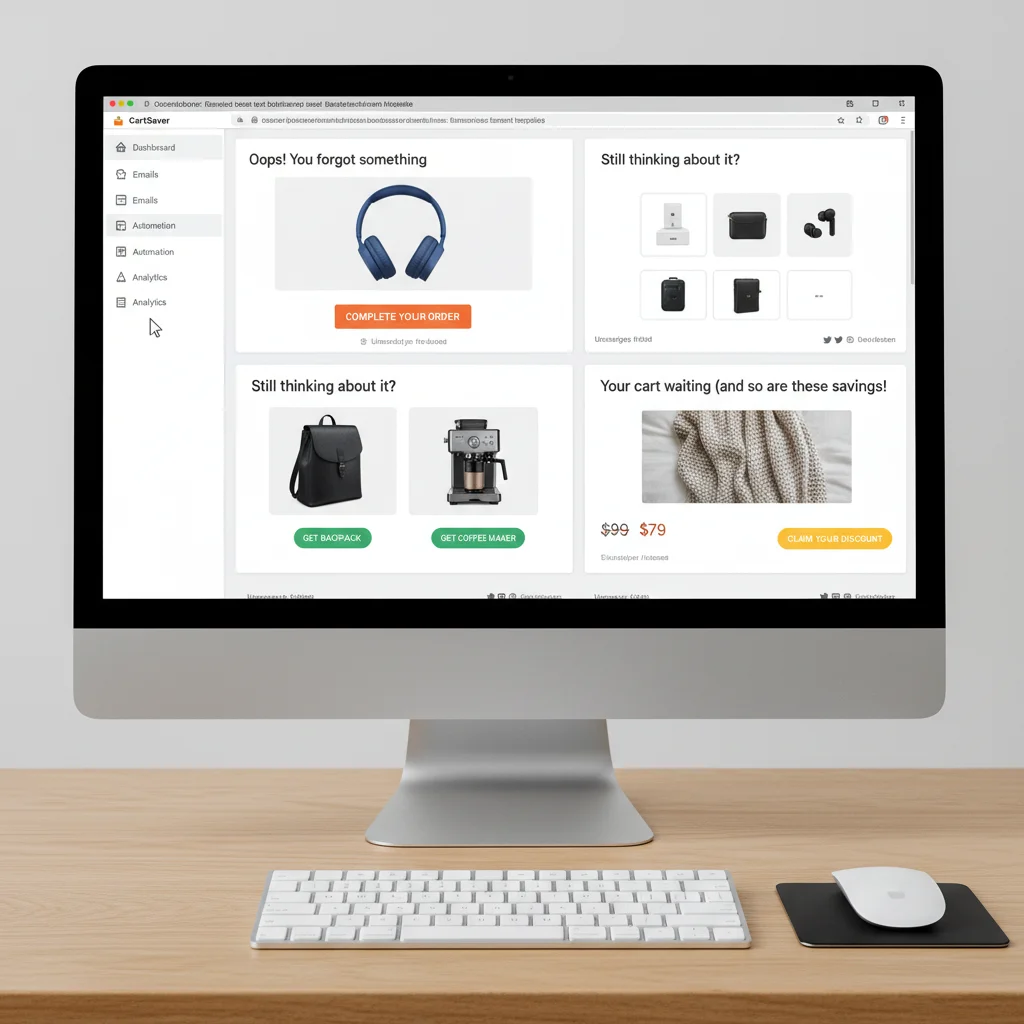 Email marketing campaign showing abandoned cart recovery email templates and design examples