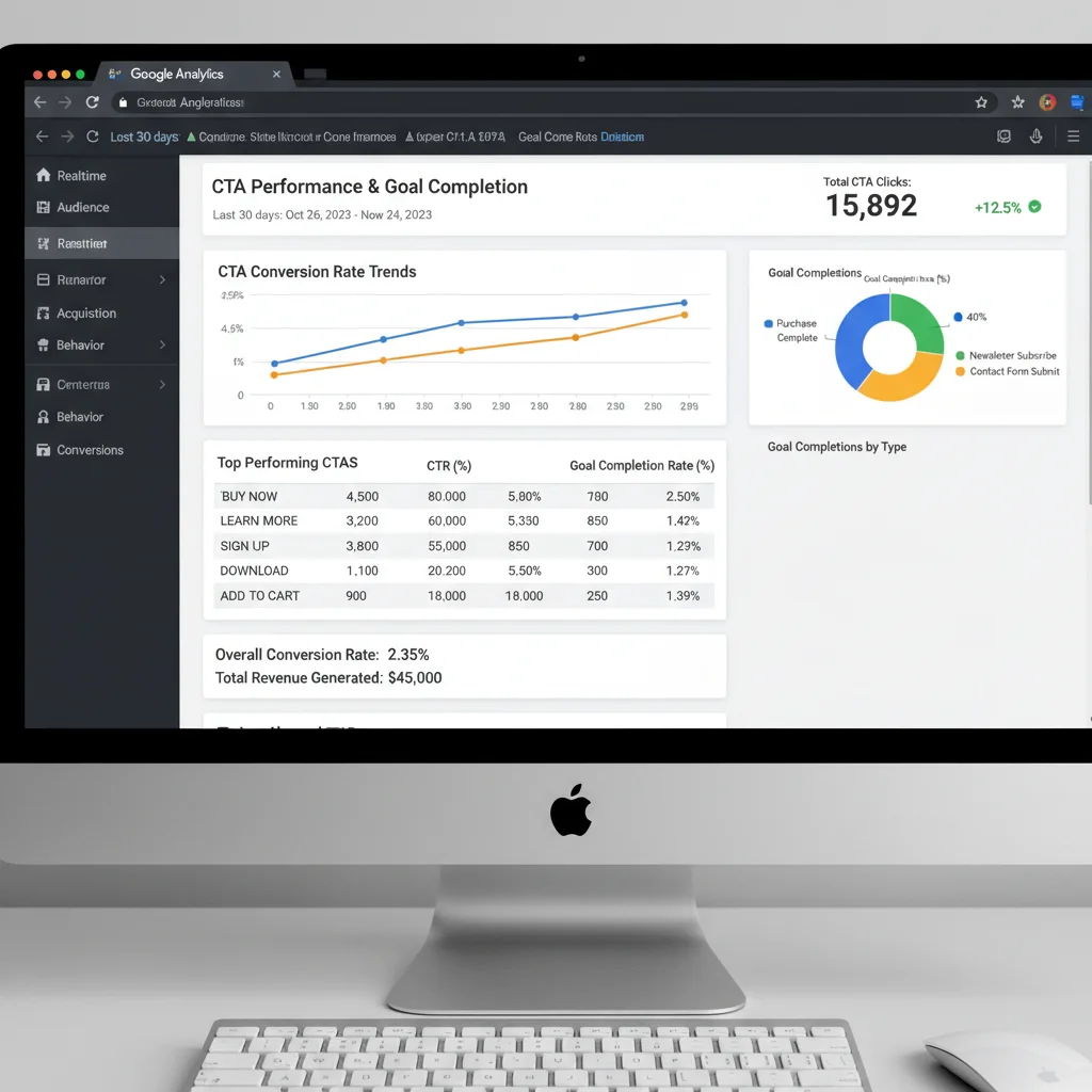 Analytics dashboard showing CTA performance metrics and conversion data