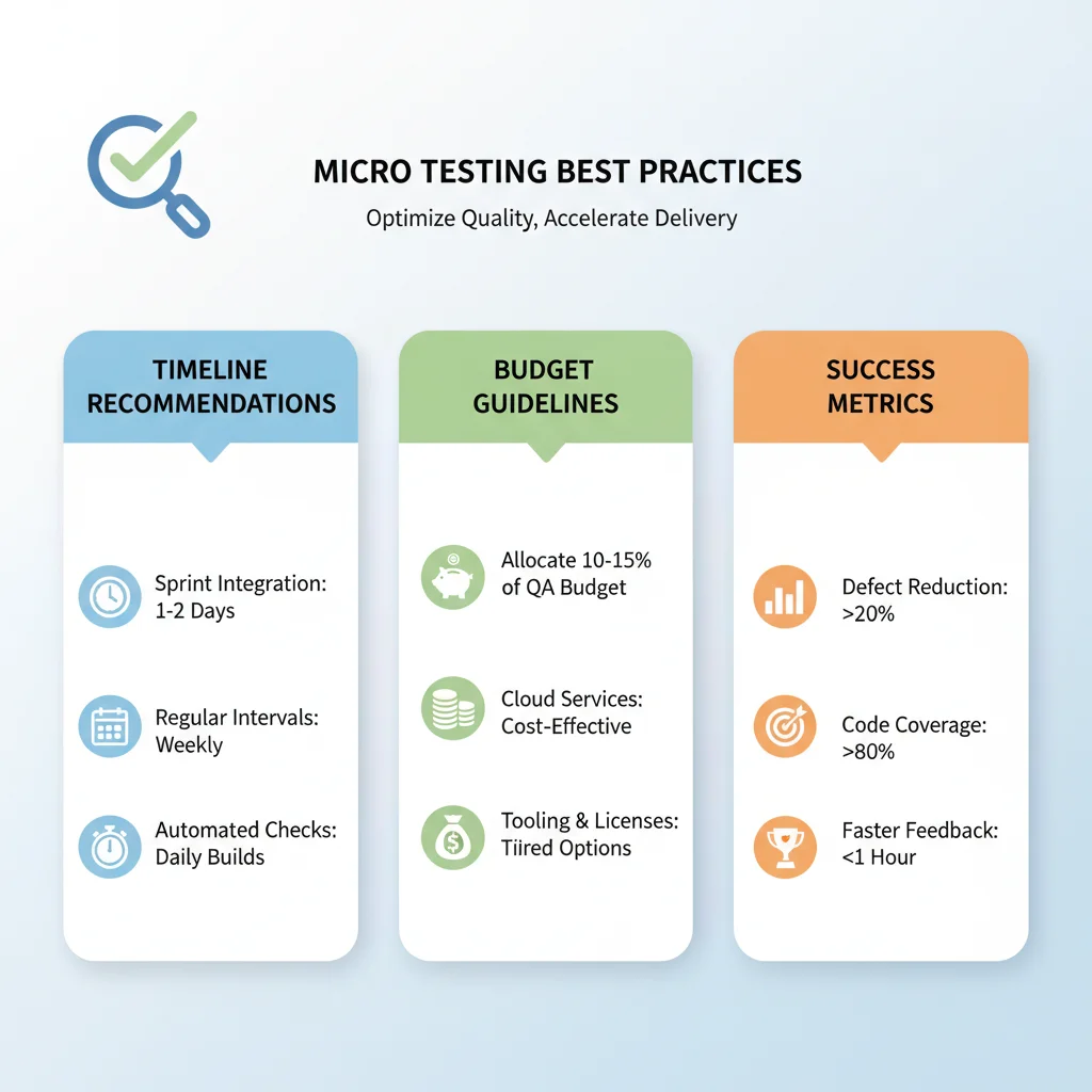 Checklist infographic showing micro testing best practices and key success factors