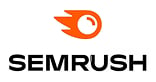 SEMrush logo featuring an orange comet-like icon with a white circle in the centre above the word SEMRUSH in bold, black capital letters—a popular choice for any Web Designer Perth seeking top digital tools.