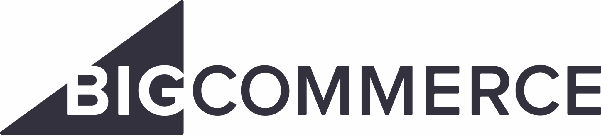 BigCommerce logo with the word BIG inside a dark triangle and the word COMMERCE in bold, uppercase letters to the right.
