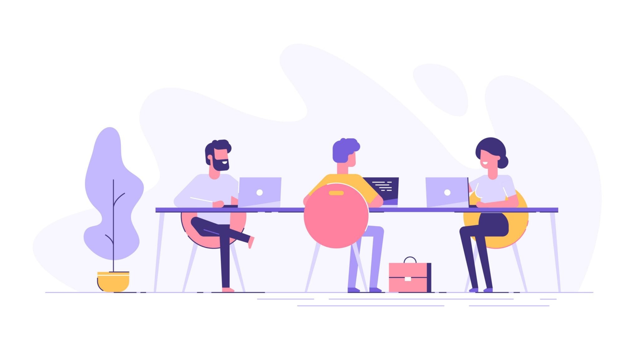 Team of web developers working on WordPress 5.0 implementation and testing
