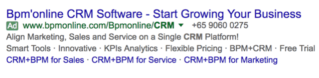 Example of expanded text ad with dual headlines showing value proposition strategy