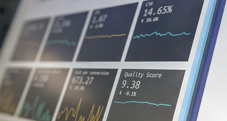 Website analytics dashboard showing SEO performance metrics and traffic data