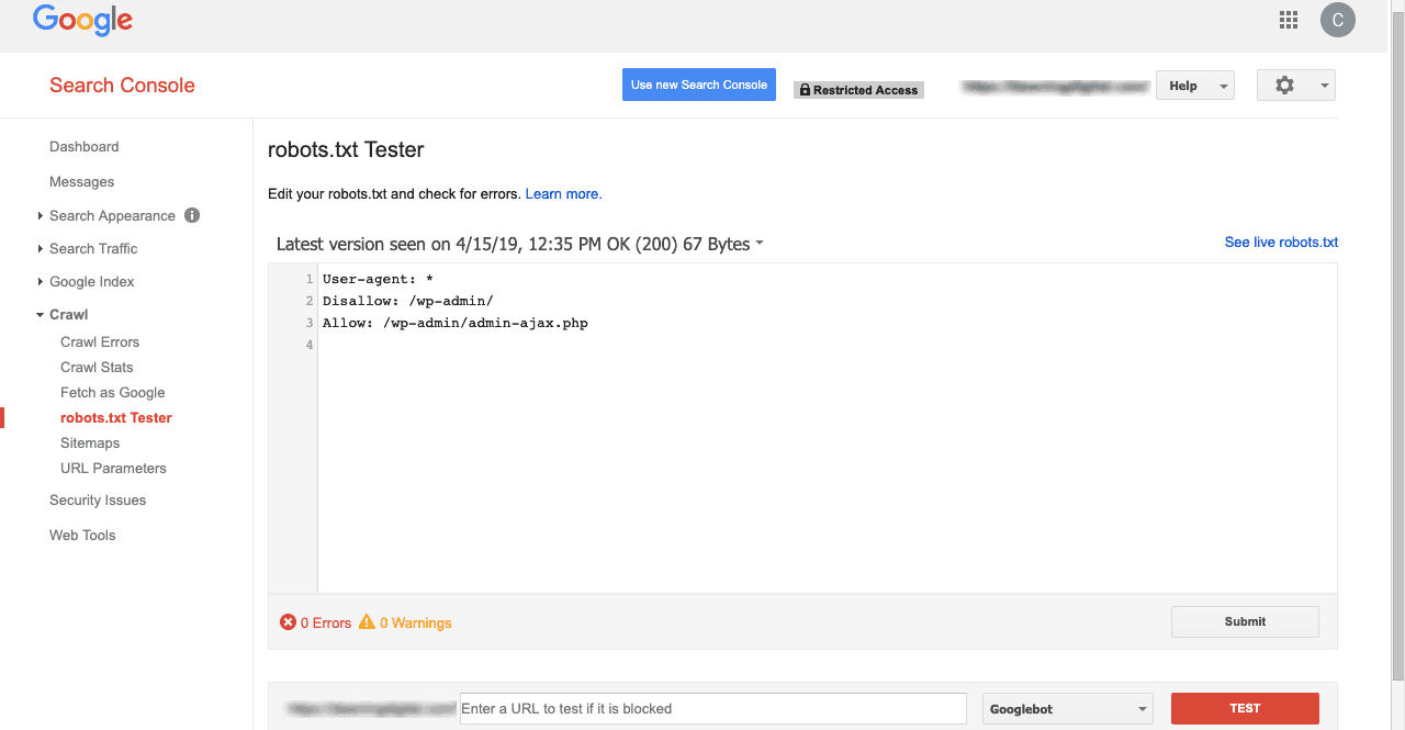 Google Mobile-Friendly Test interface