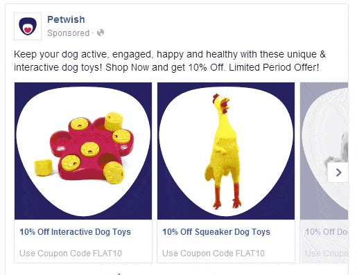 Collection ad format showing multiple products in carousel