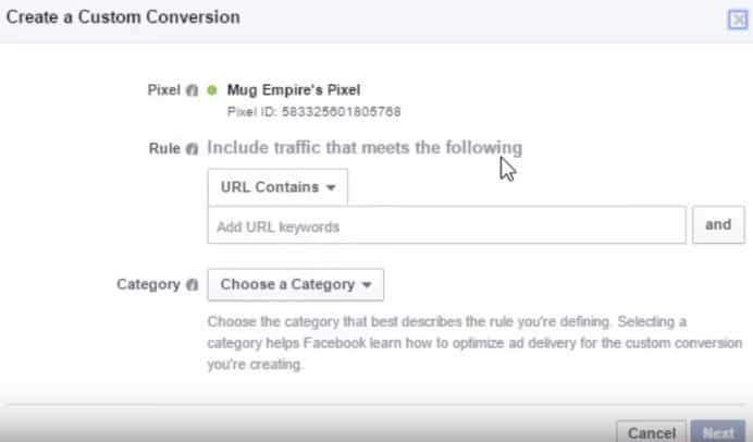 URL rule configuration for tracking thank you page conversions