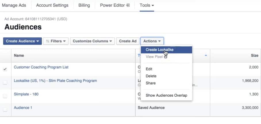 Creating lookalike audiences in Meta Ads Manager