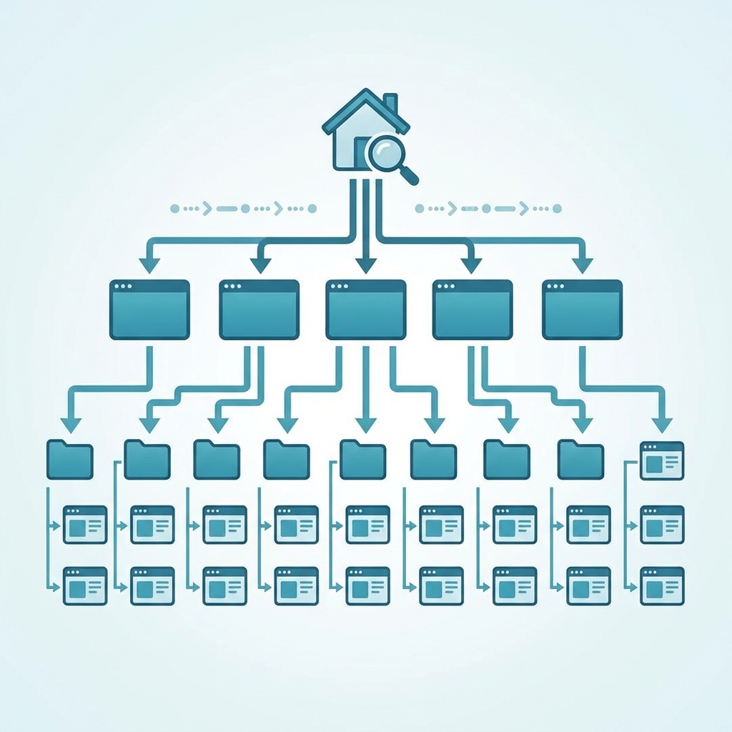 Visual diagram of a well-organised eCommerce website structure with category hierarchy